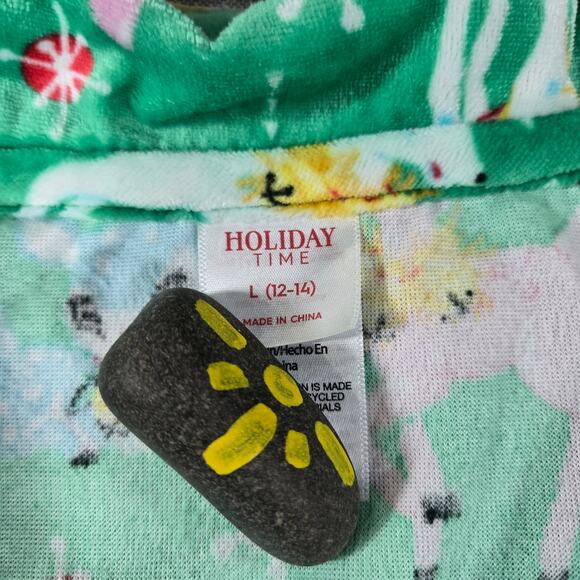 Holiday Time Wom LG Vtg MCM Inspired Reindeer Christmas Pajama PJ Set Velour EUC - Picture 9 of 9